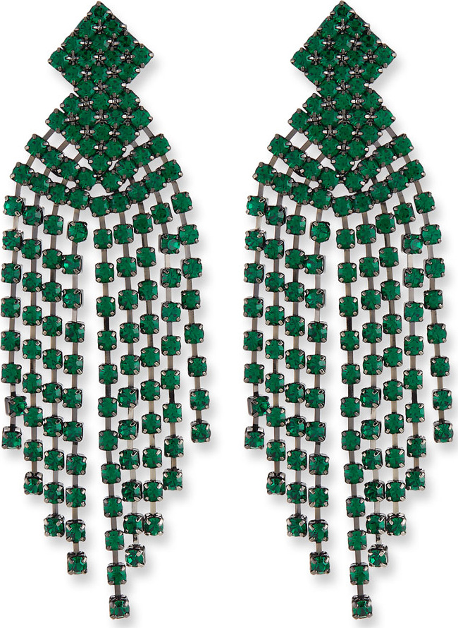 Kenneth Jay Lane Emerald Waterfall Clip-On Earrings