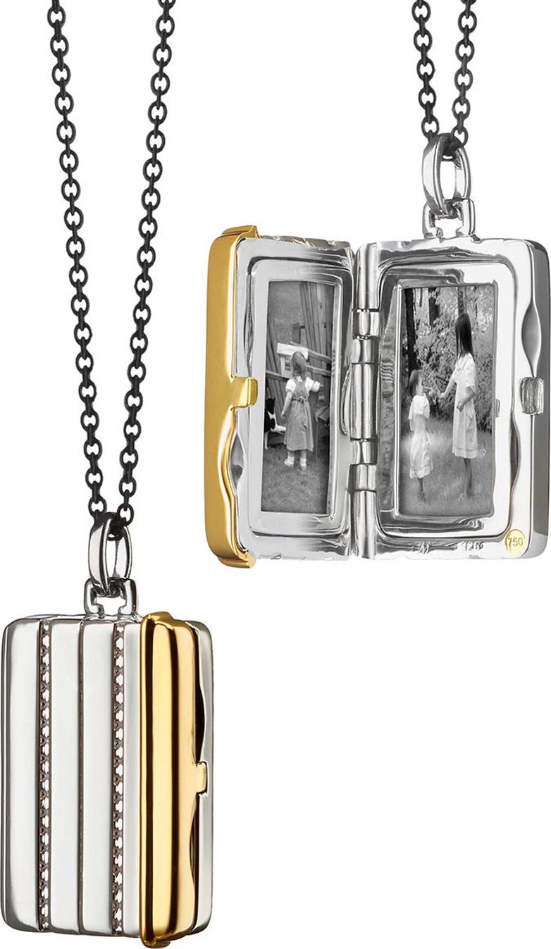 Monica Rich Kosann Silver & 18k Yellow Gold Rectangle Locket Necklace, 32"