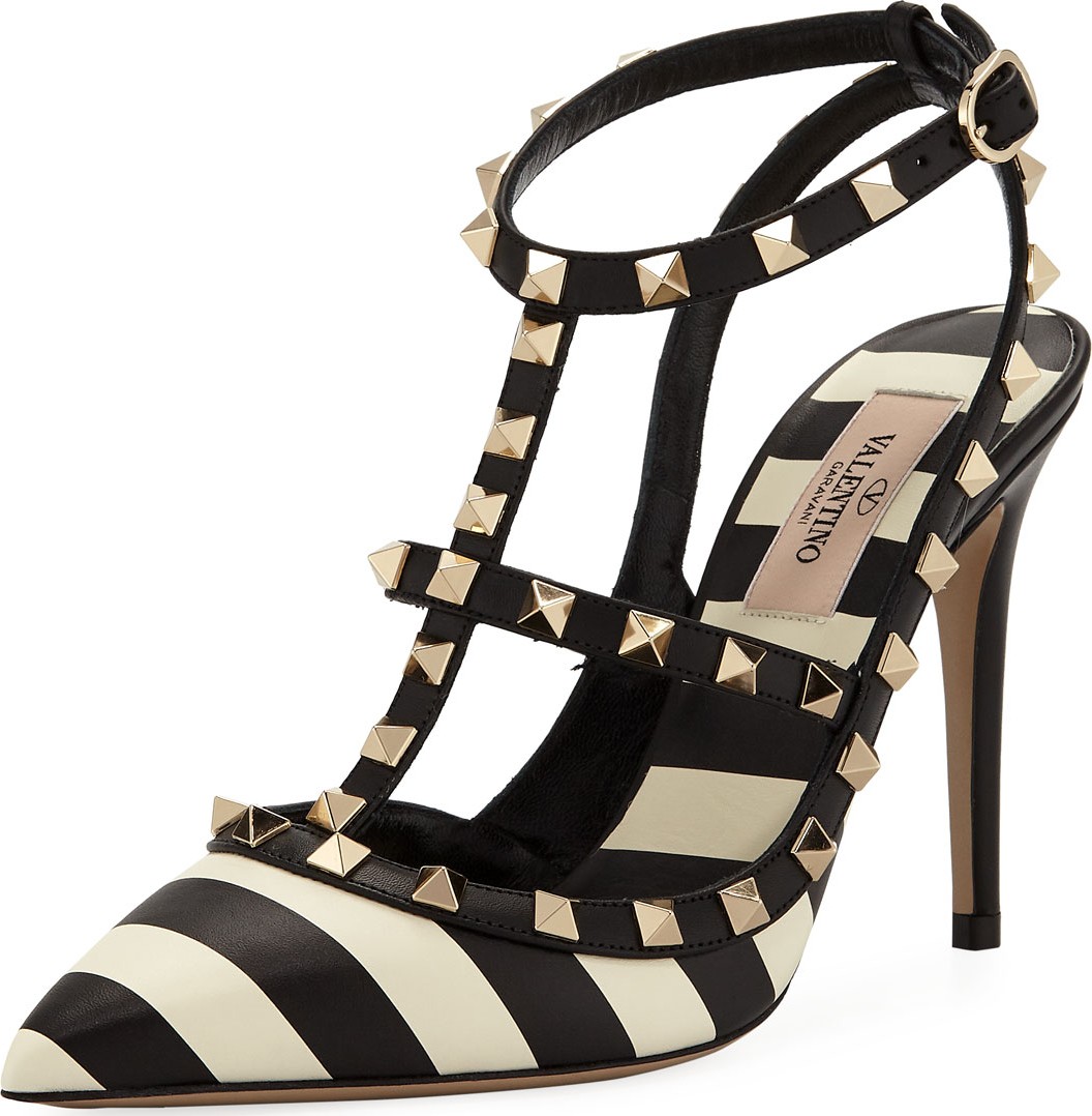 Valentino Rockstud V.Stripes Leather 100mm Pumps