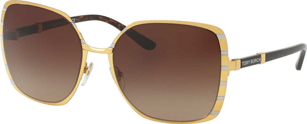 Tory Burch Striped Square Metal Sunglasses