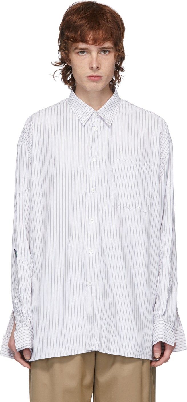 ADER error White Stripe Oversized Shirt