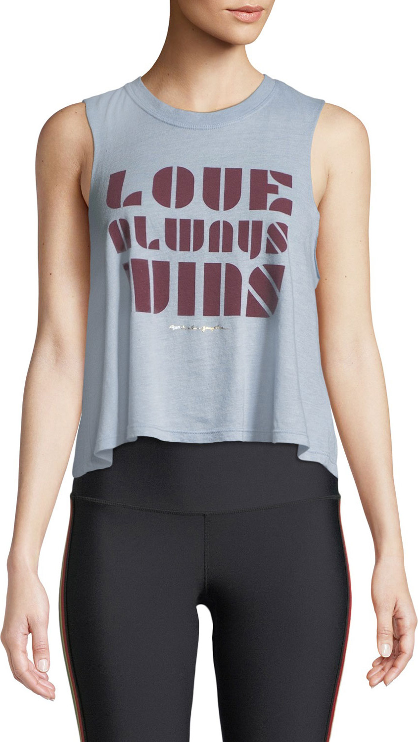 Spiritual Gangster Luv Wins Cropped Graphic Muscle Tank