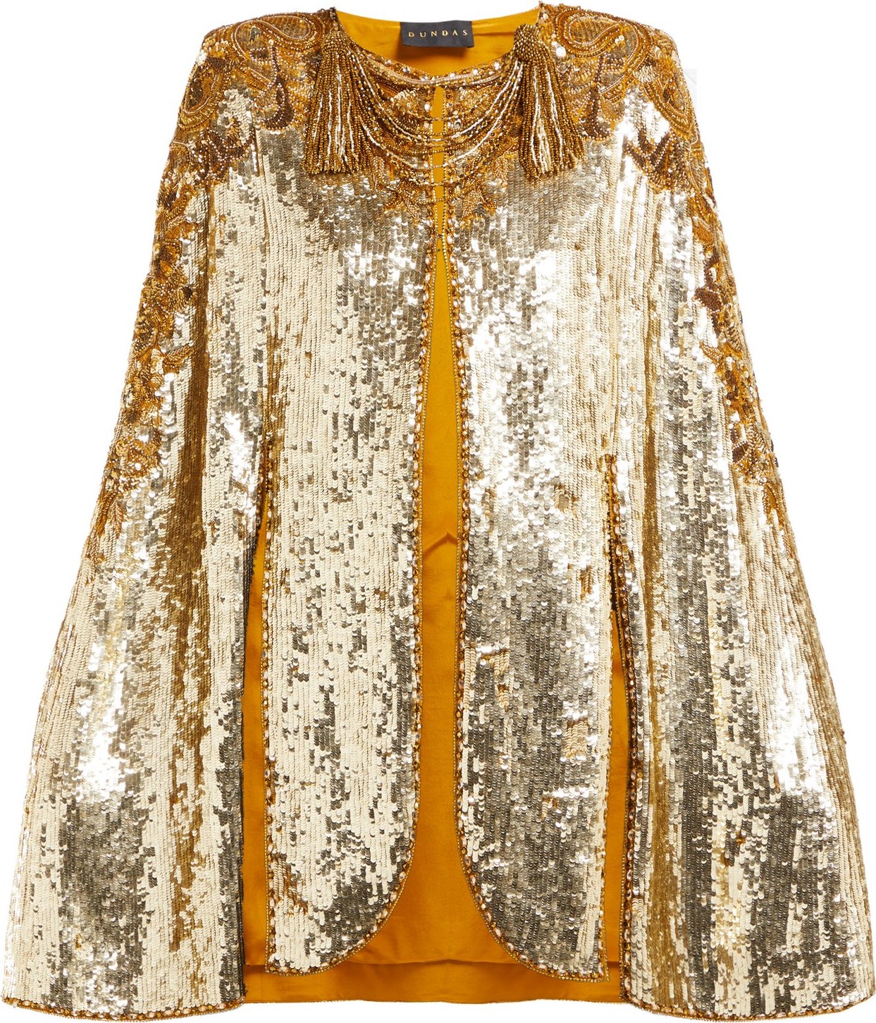 Dundas Embroidered sequinned sleeveless cape