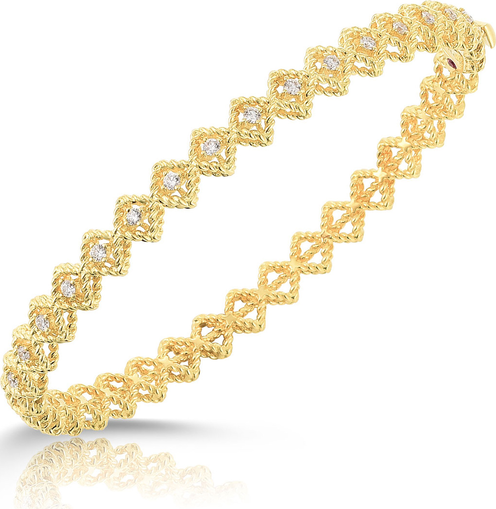 Roberto Coin Barocco Single-Row Diamond Bracelet in 18K Yellow Gold