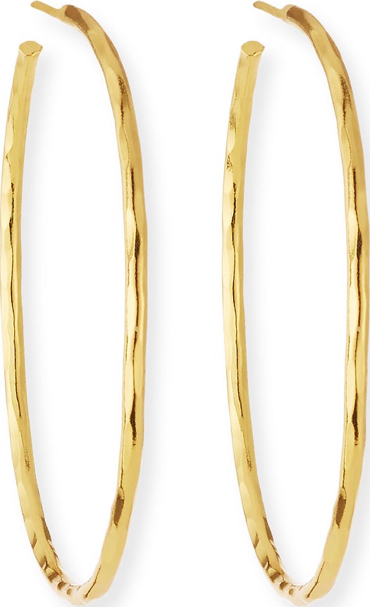 NEST Jewelry Thin Hammered 22k Gold-Plated Hoop Earrings