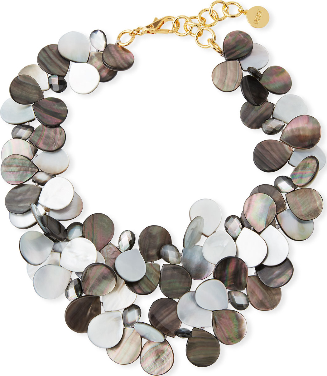 NEST Jewelry Mother-of-Pearl Cluster Bib Statement Necklace