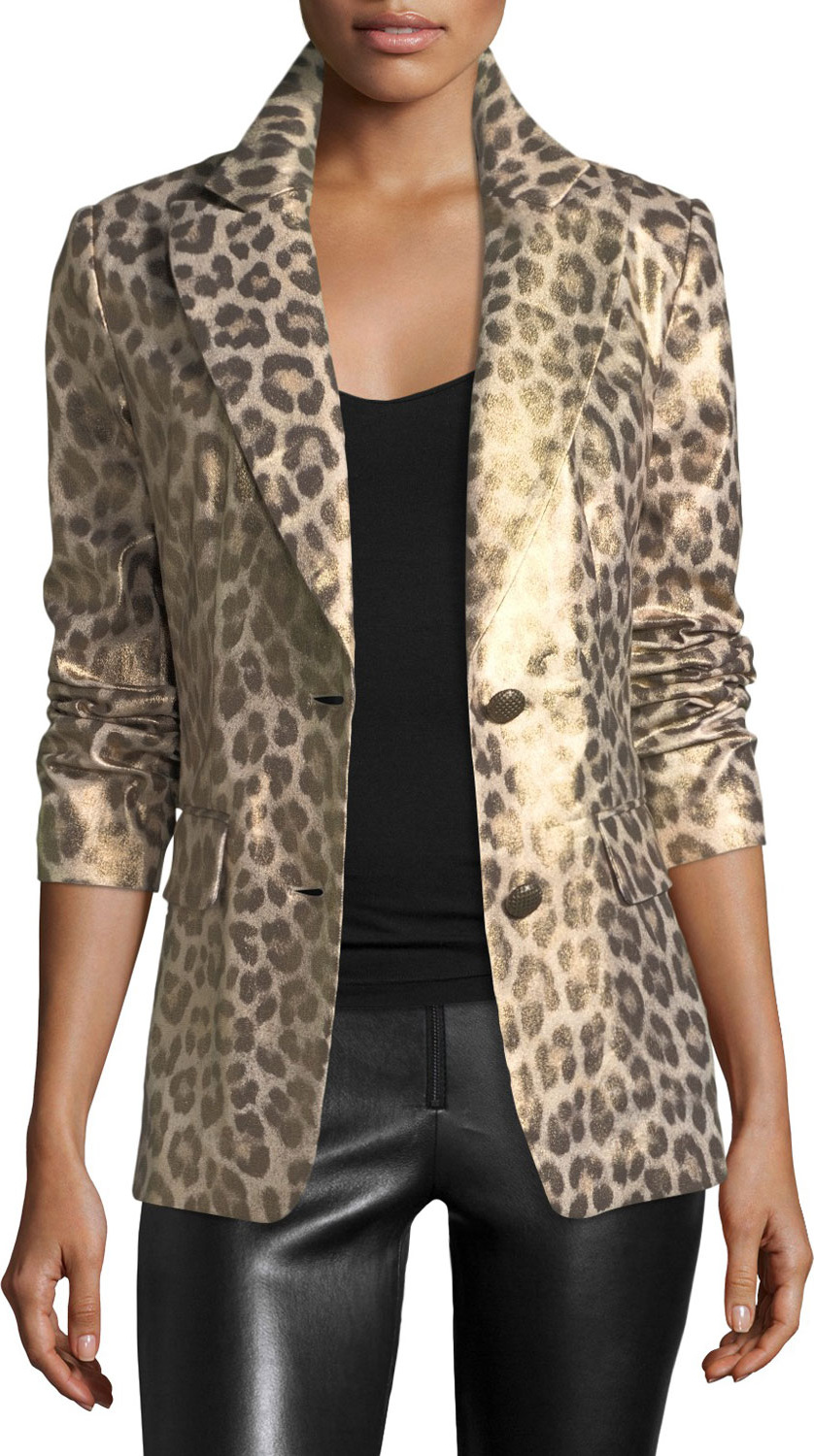 Berek Leopard-Print Coated Blazer