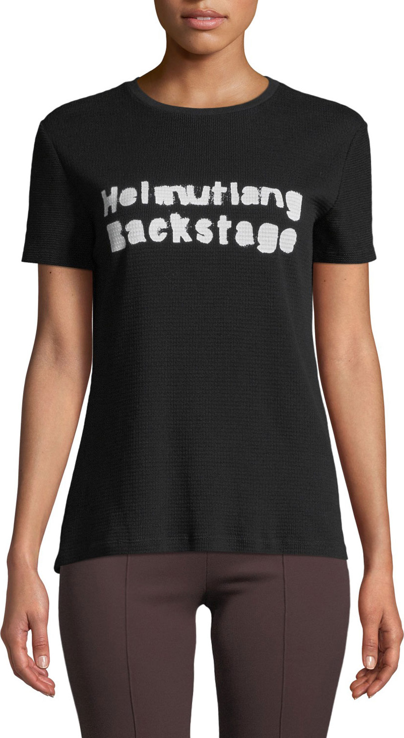 Helmut Lang Backstage Waffle-Knit Crewneck Graphic Tee