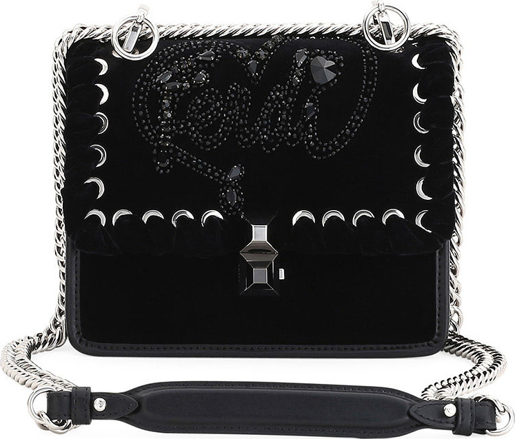 Fendi Kan I Small Velvet Shoulder Bag