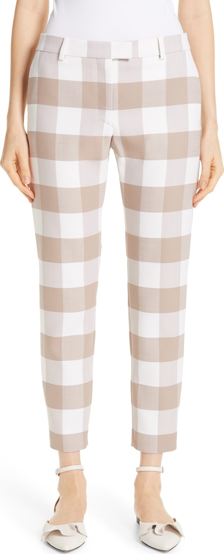 Altuzarra Gingham Stretch Wool Slim Ankle Pants