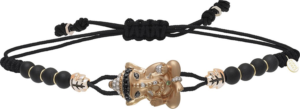 Pippo Perez 18k Rose Gold Black Diamond & Garnet Ganesh Bracelet