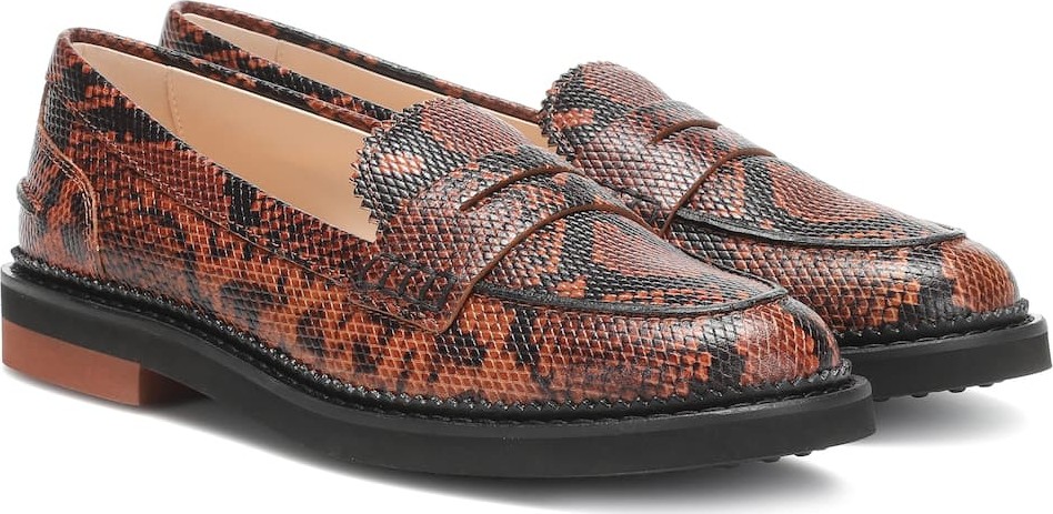 Tod's Snake-effect leather loafers