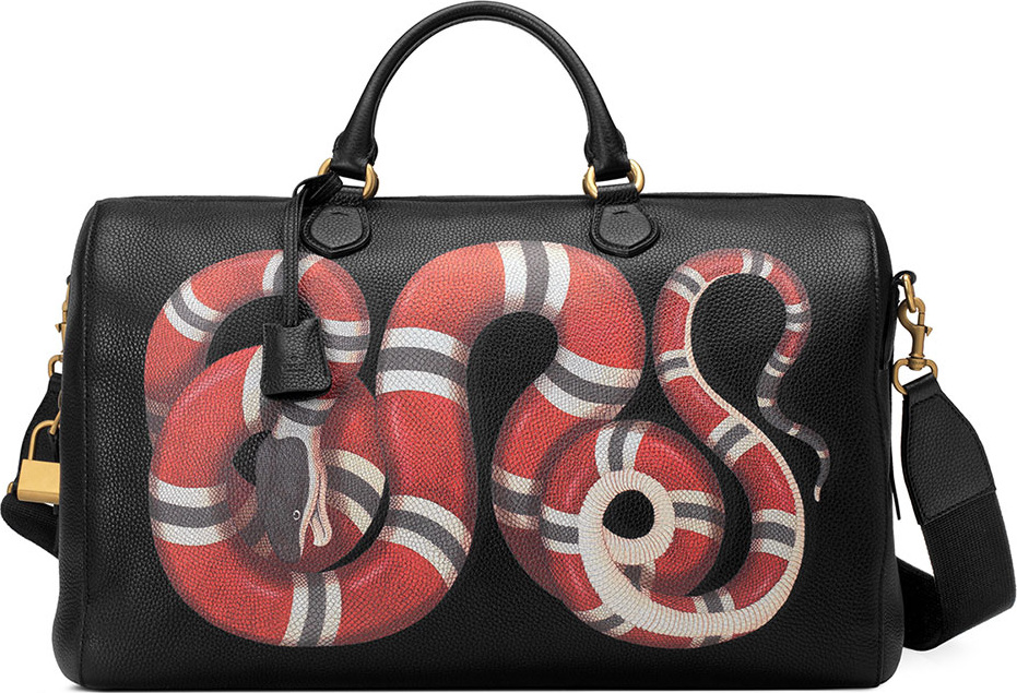 Gucci Men's King Snake-Print Duffel Bag