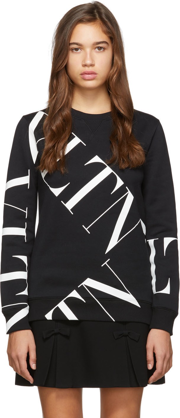 Valentino Black Macro 'VLTN' Grid Sweatshirt