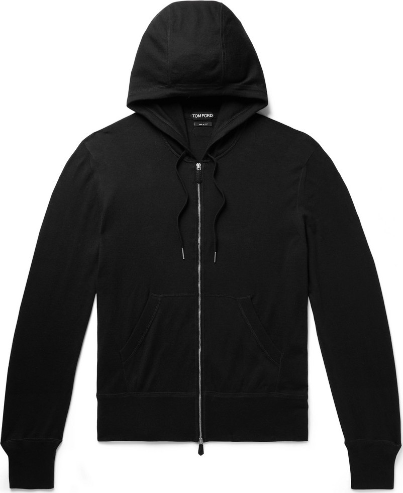 TOM FORD Slim-Fit Cotton, Silk and Cashmere-Blend Zip-Up Hoodie