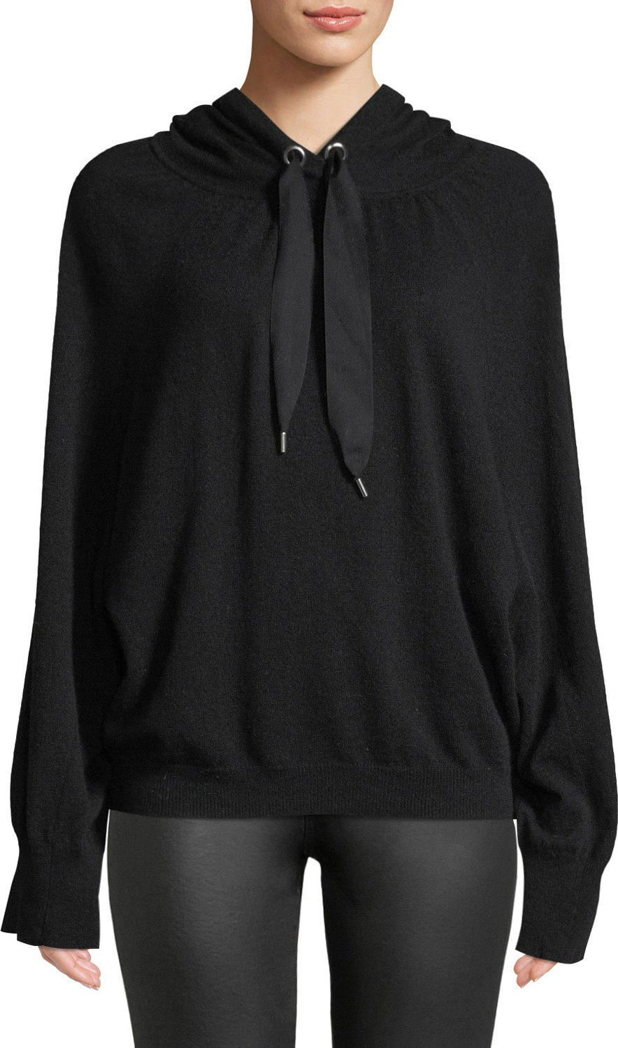 Autumn Cashmere Hooded Cashmere Pullover with Contrast Ties