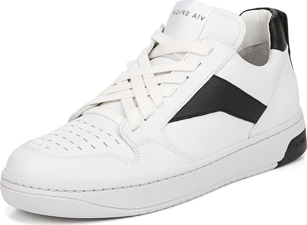 Via Spiga Lowrie Silky Leather Mid-Top Sneakers
