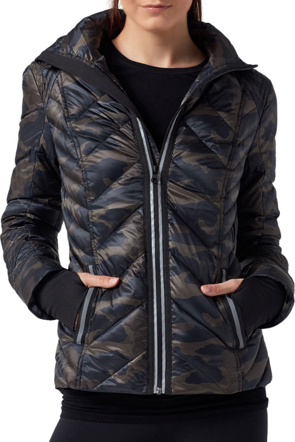 Blanc Noir Reflective Camo-Print Puffer Jacket
