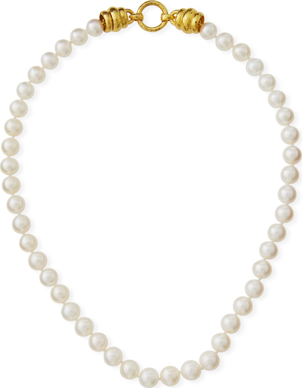 Elizabeth Locke Pearl-Strand Martin-Clasp Necklace