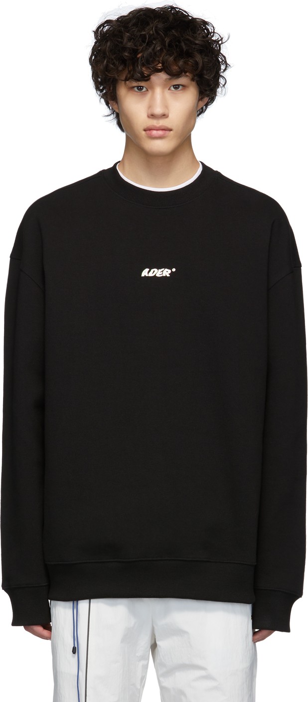 ADER error Black Oversized Graphic Sweatshirt