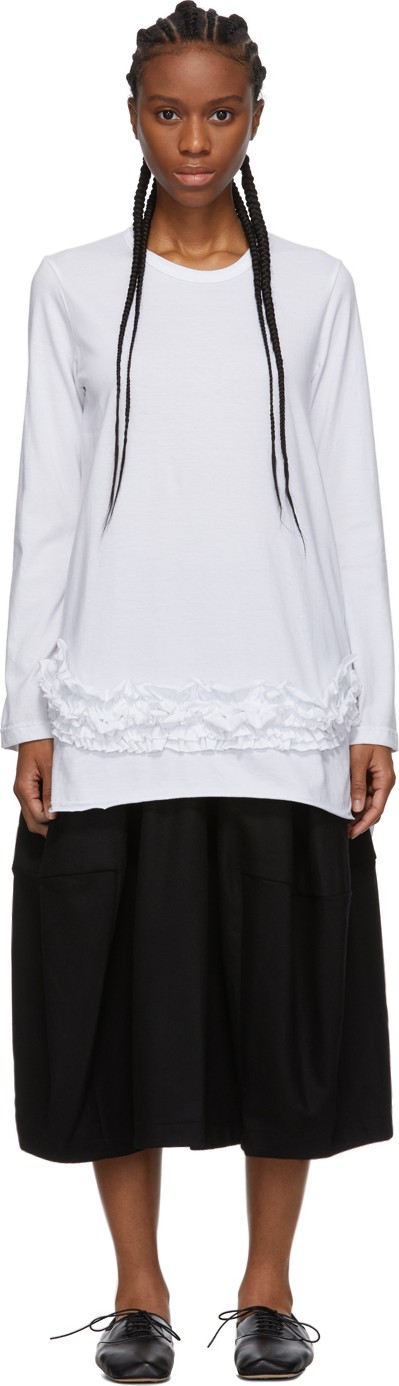 Comme Des Garçons Comme Des Garçons White Ruffle Long Sleeve T-Shirt