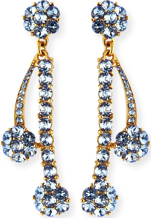 Oscar De La Renta Double Crystal Drop Earrings