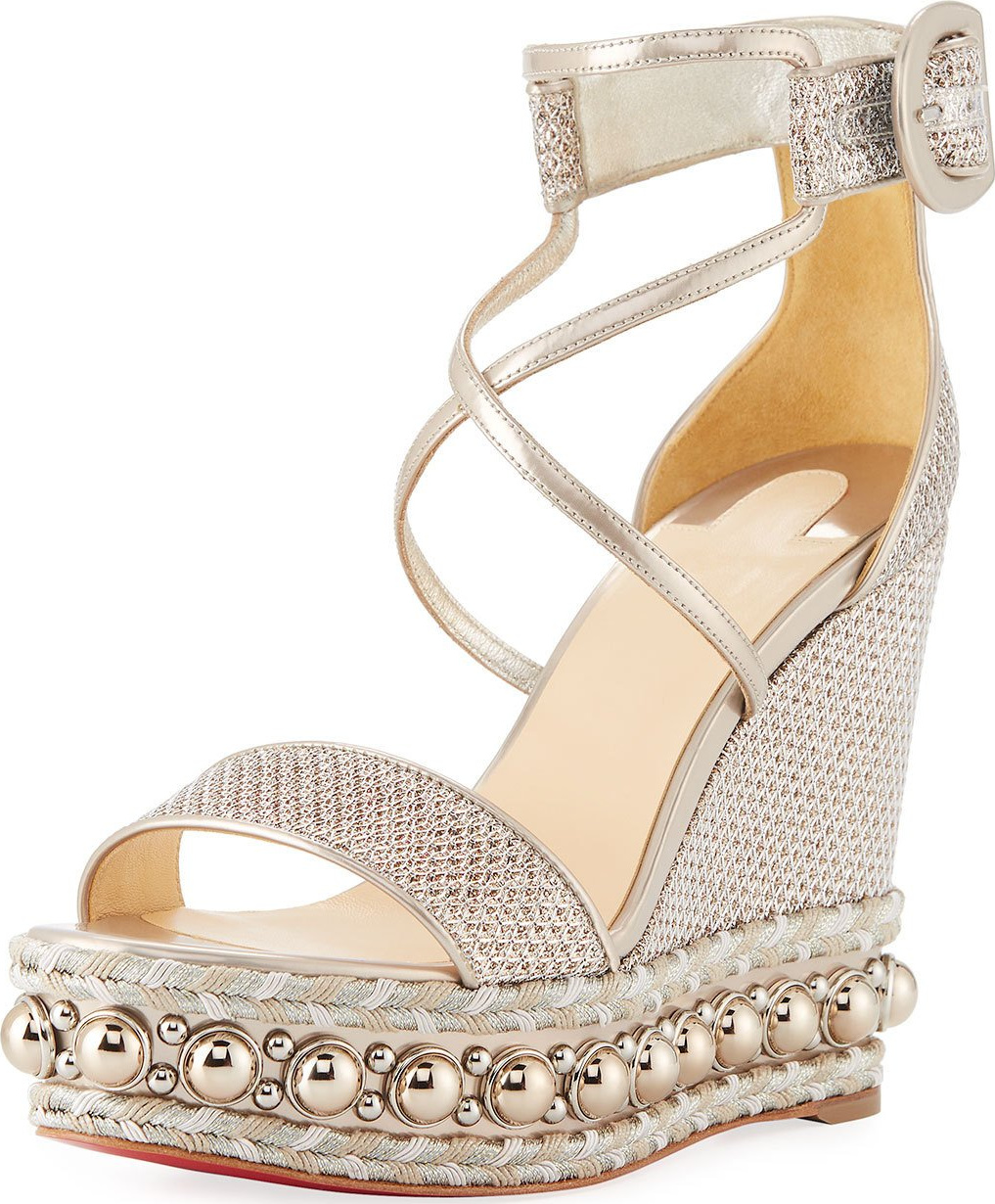 Christian Louboutin Chocazeppa Metallic Platform Red Sole Sandal