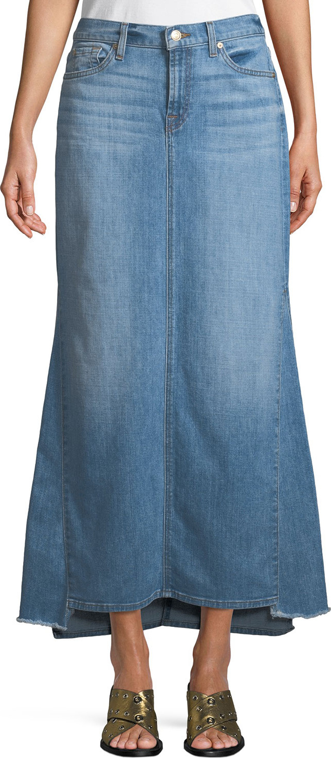 7 For All Mankind Step-Hem Denim Maxi Skirt