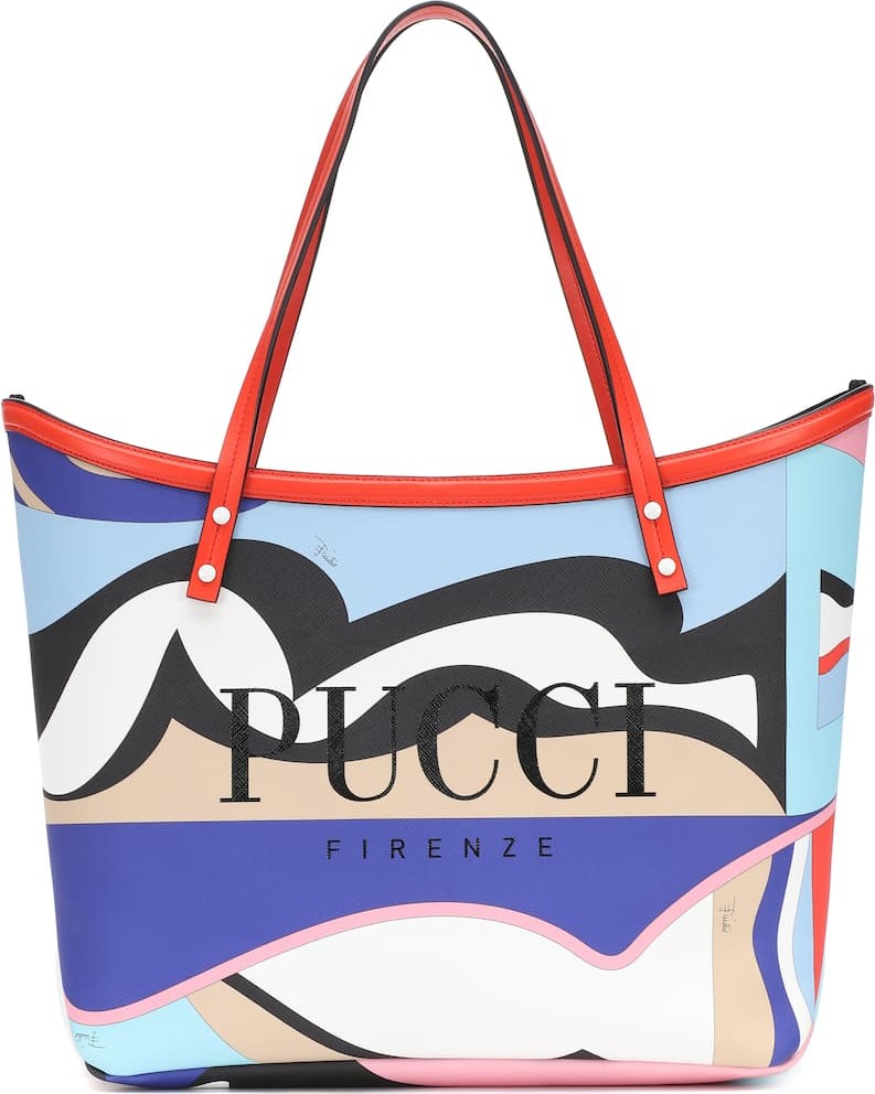 Emilio Pucci Printed leather-trimmed tote