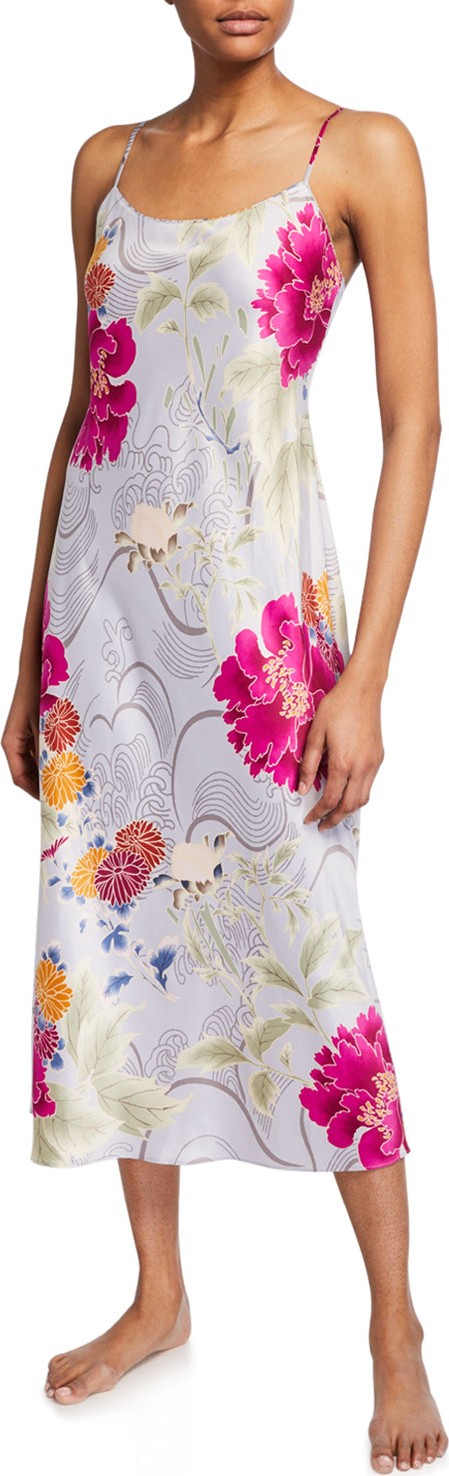 Natori Auburn Floral Satin Slip Nightgown