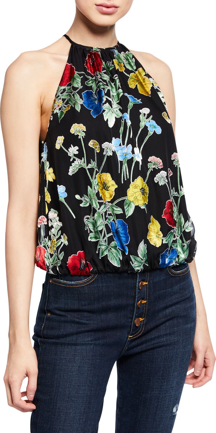 Alice + Olivia Rosa Floral-Print Halter Top