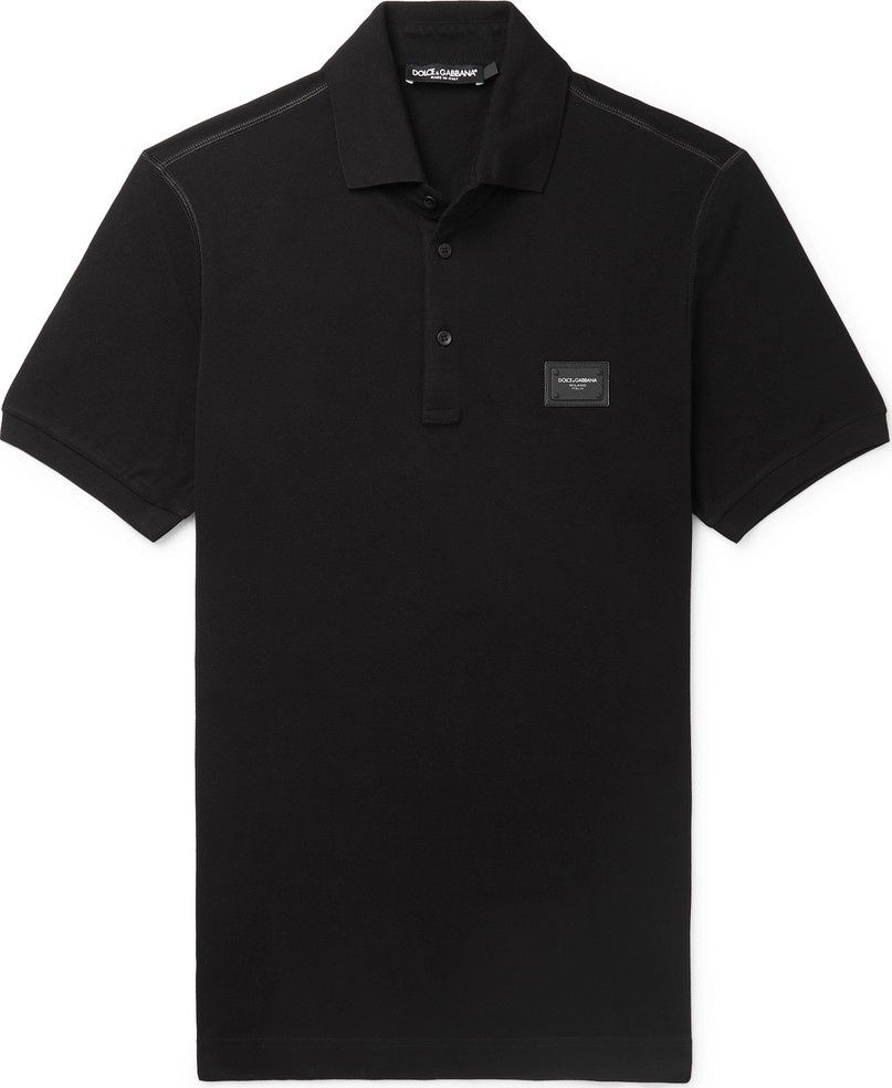 Dolce & Gabbana Slim-Fit Logo-Appliquéd Cotton-Piqué Polo Shirt