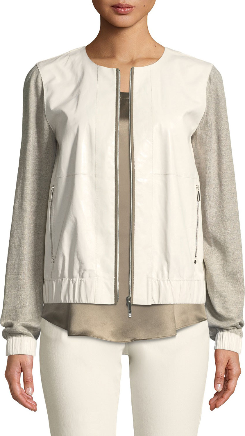 Lafayette 148 New York Aviana Laminated Leather Jacket