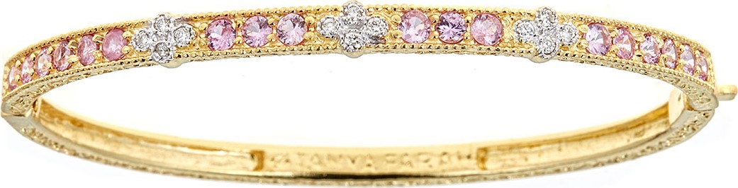 Tanya Farah 18K Modern Etruscan Sapphire & Diamond Cluster Bangle