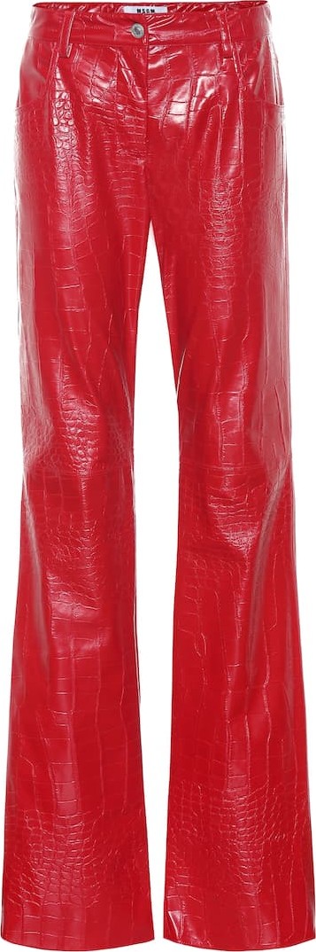 MSGM High-rise faux leather pants