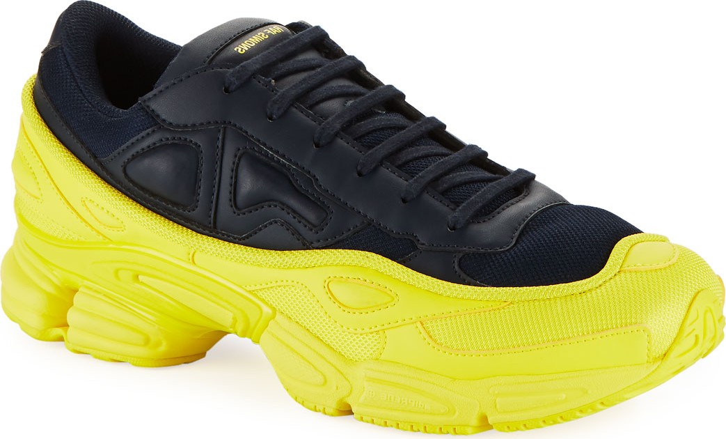 Adidas By Raf Simons Men's Ozweego Dipped Color Trainer Sneakers, Blue/Yellow