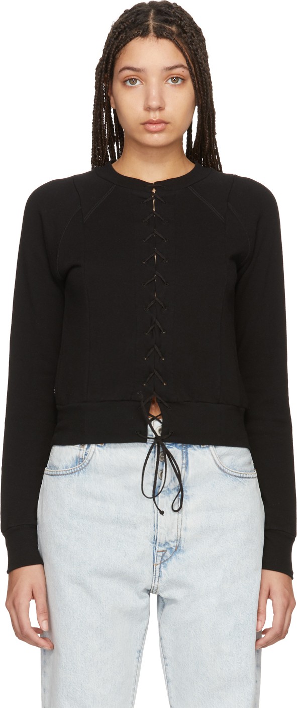 Unravel Black Lace-Up Sweatshirt