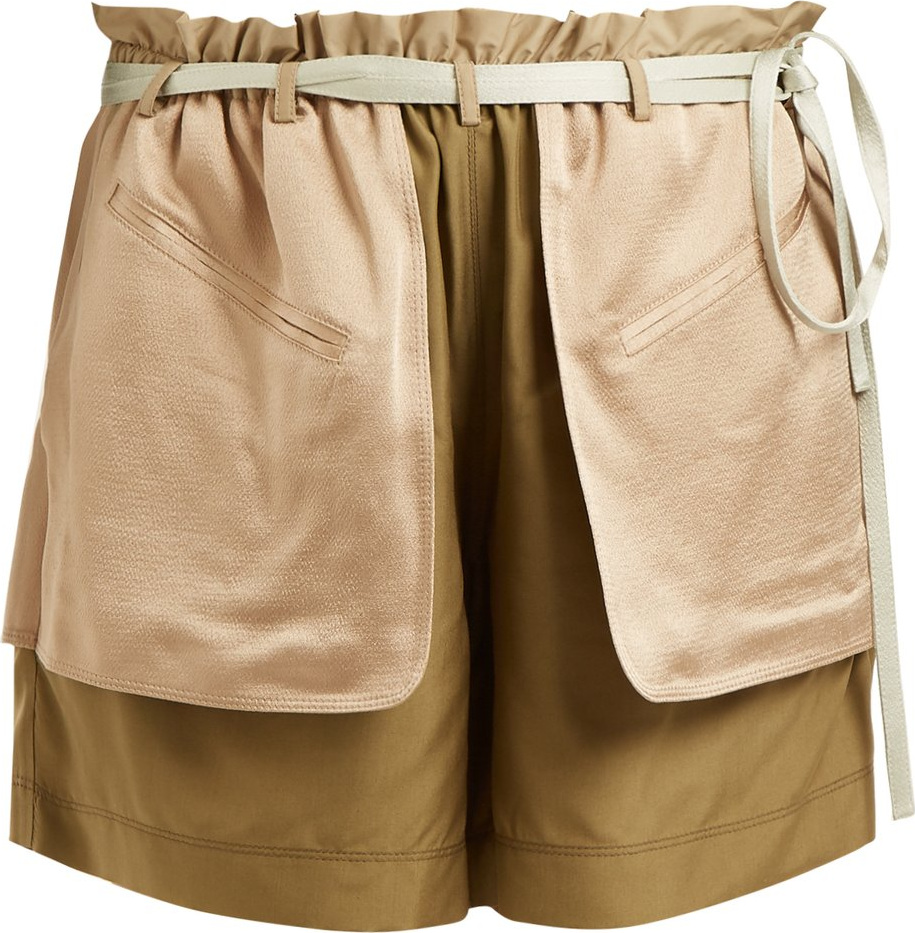 Valentino Contrast-pocket elasticated-waist silk shorts
