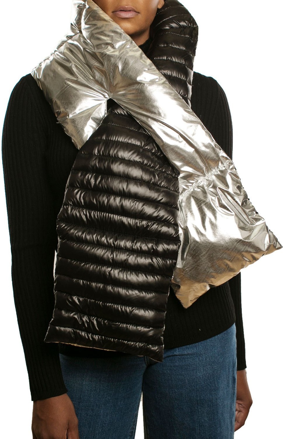 Think Royln Two-Tone Puffer Pull-Through Scarf