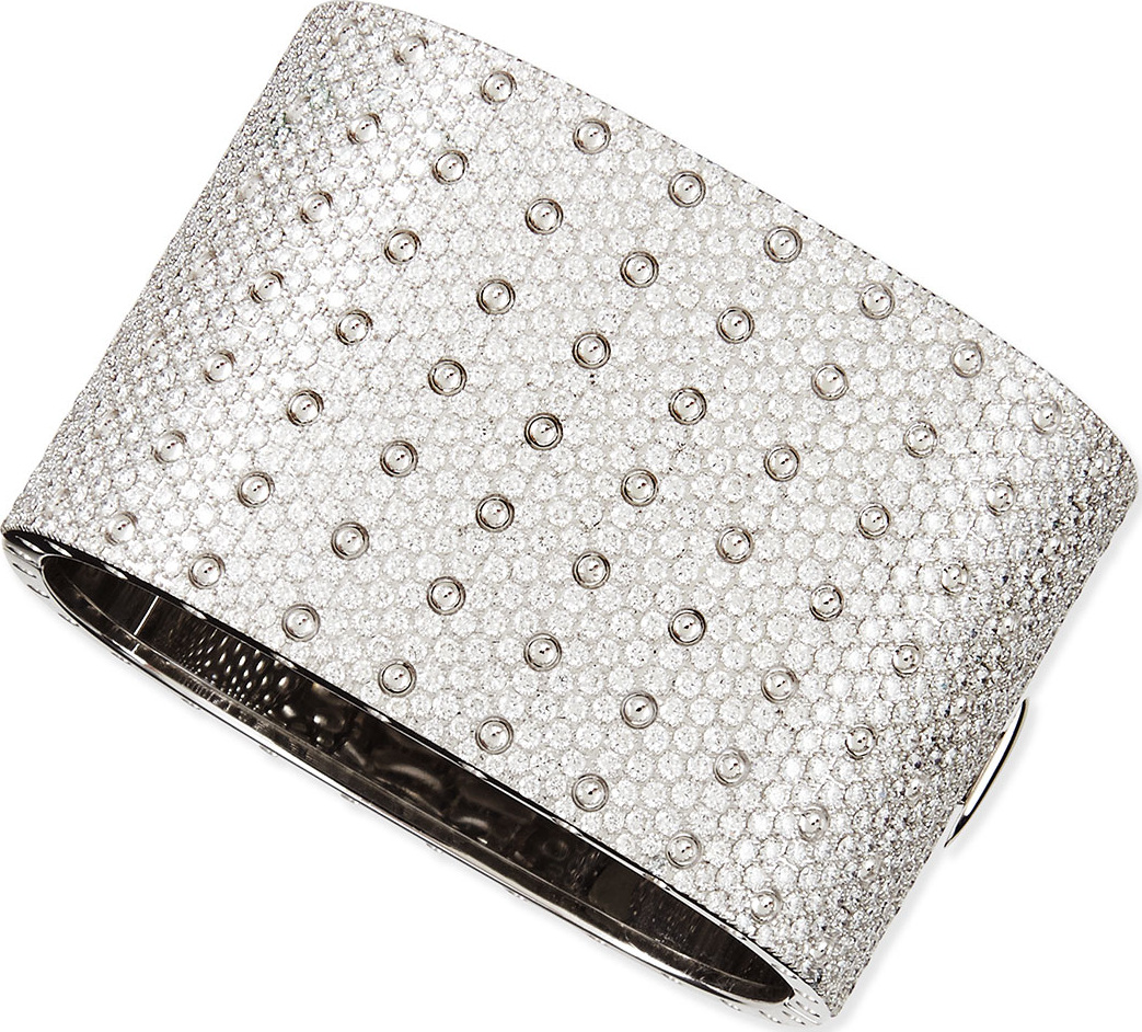 Roberto Coin Pois Moi 18k White Gold & White Diamond 7-Row Bangle