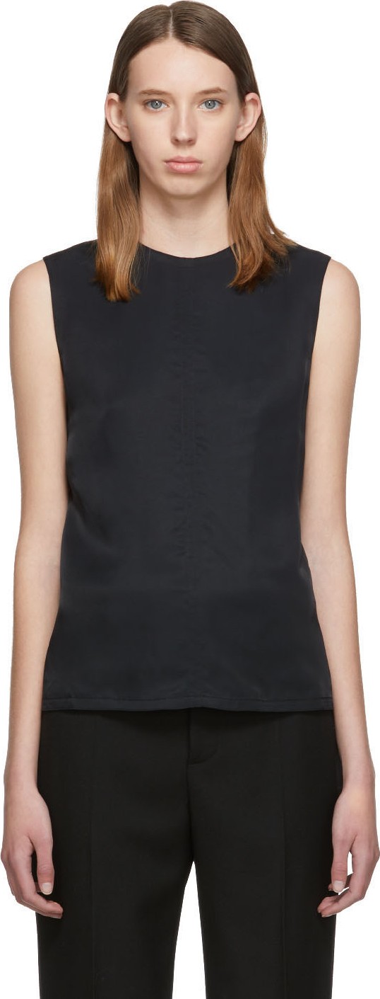 Helmut Lang Black Viscose Open-Back Tank Top