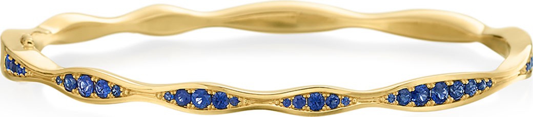 Maria Canale 18k Gold Blue Sapphire Wave Hinged Bangle