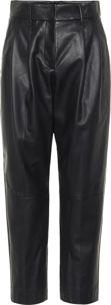 Brunello Cucinelli High-rise straight leather pants