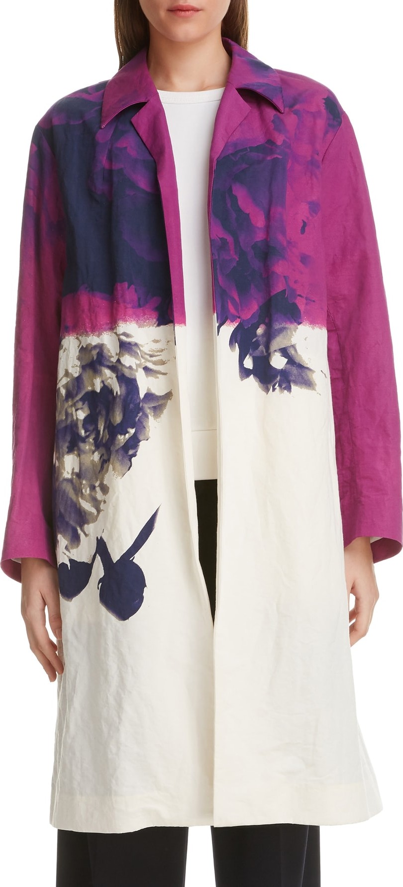 Dries Van Noten Ramona Floral Print Cotton & Linen Jacket