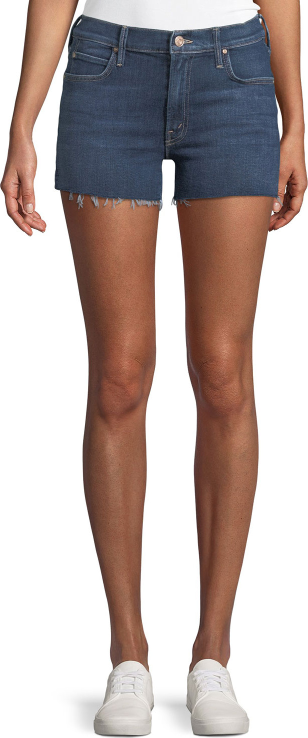 MOTHER Charmer Frayed Denim Shorts