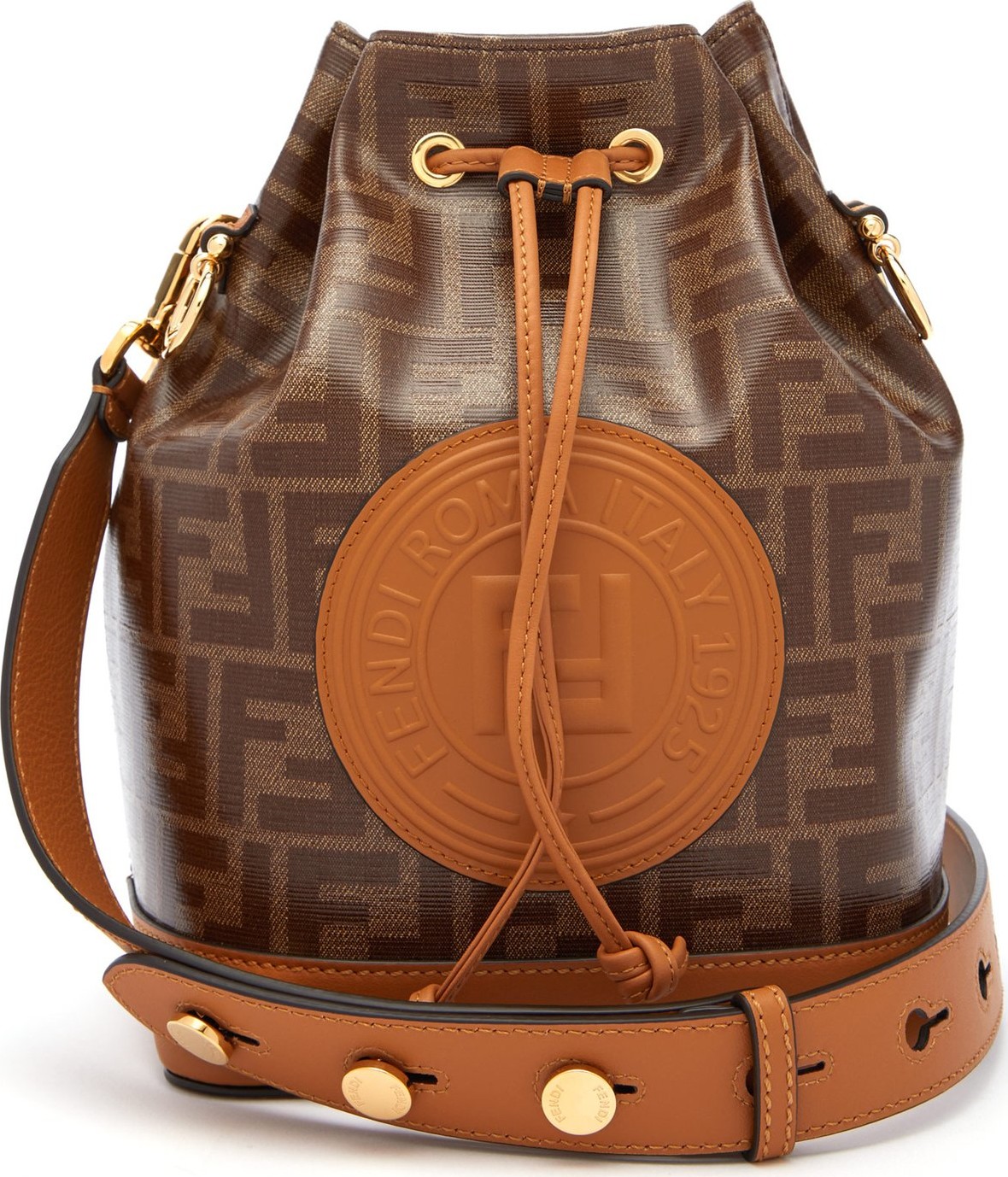 Fendi Mon Tresor FF-jacquard leather bucket bag