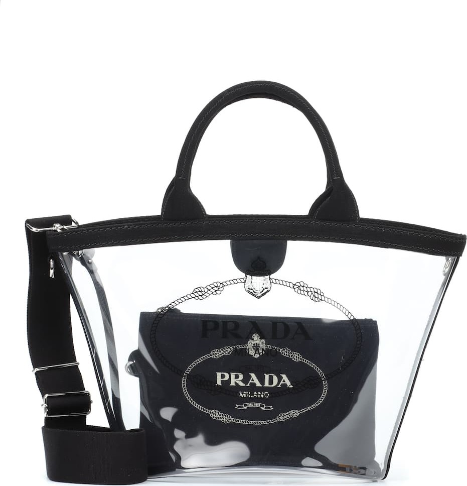 Prada Printed leather-trimmed PVC tote