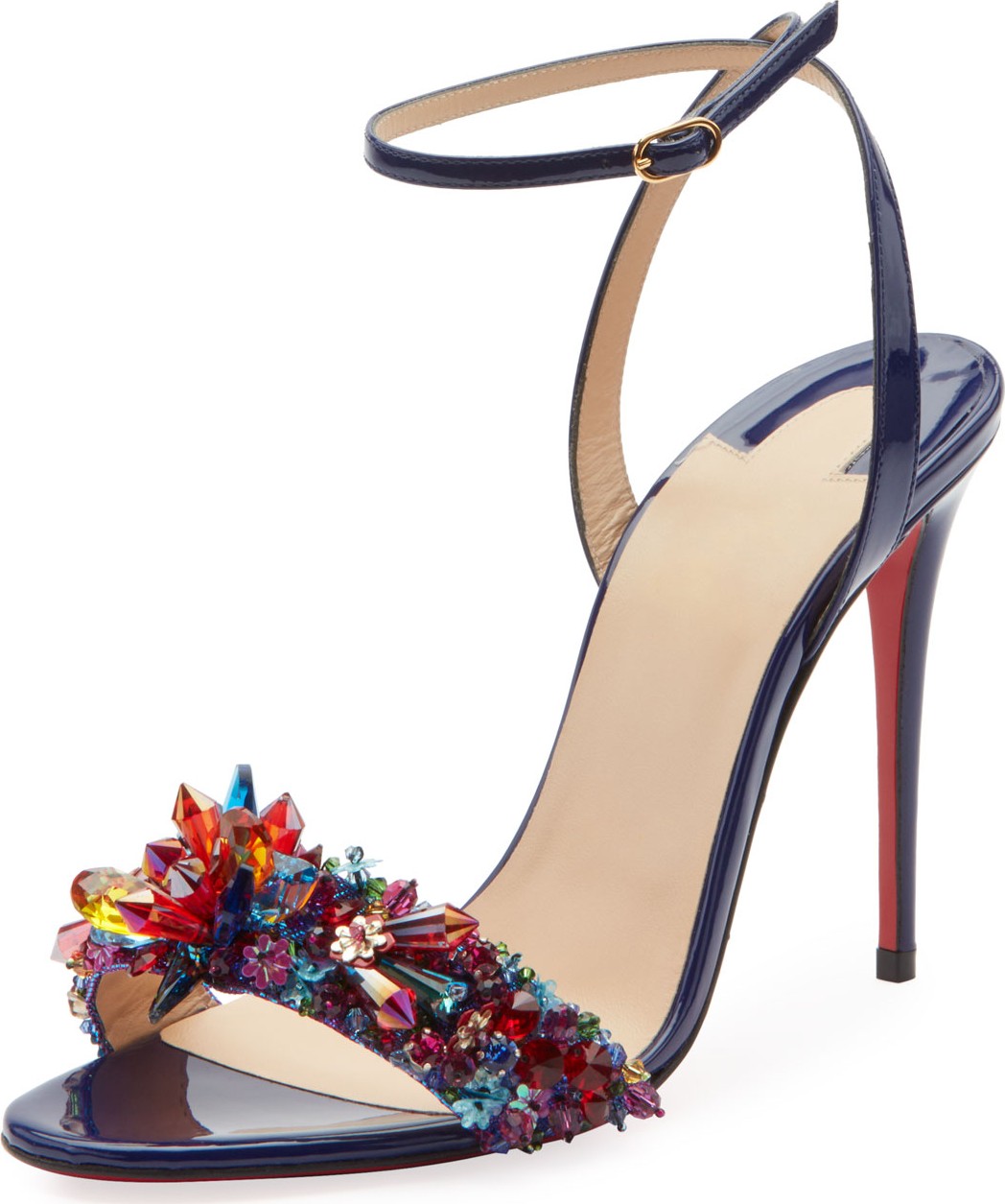 Christian Louboutin Multiqueen Crystal Patent Red Sole Sandals