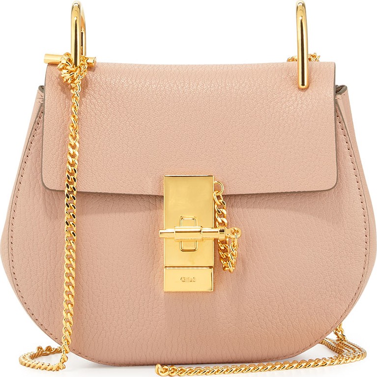 Chloe Drew Mini Lambskin Shoulder Bag, Cement Pink