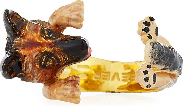 Visconti & Du Reau German Shepherd Plated Enamel Dog Hug Ring, Size 7